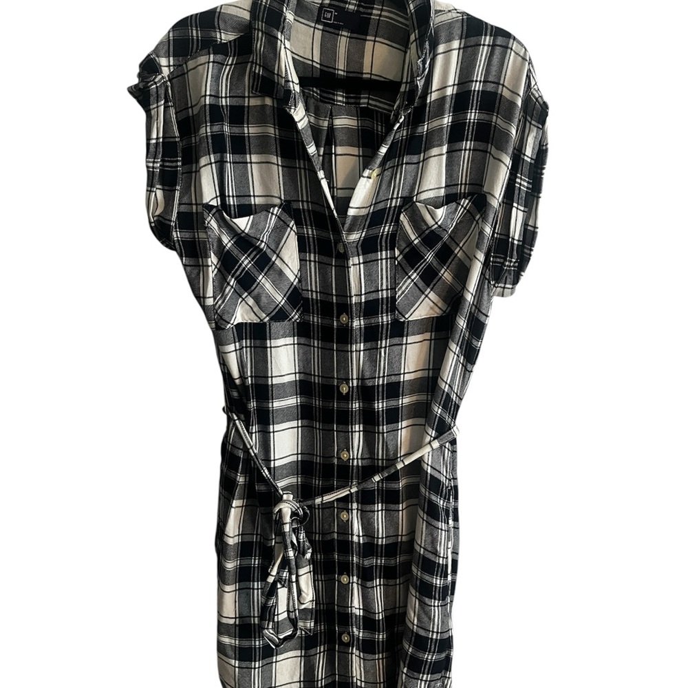 Plaid Navy and White Shirt Dress